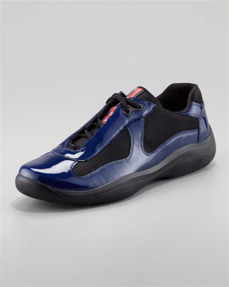 blue patent prada trainers|prada america's cup biker fabric sneakers.